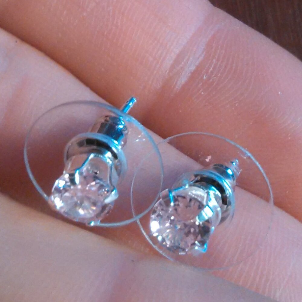 Simulated Pink Diamond Sterling Silver Stud Earrings
